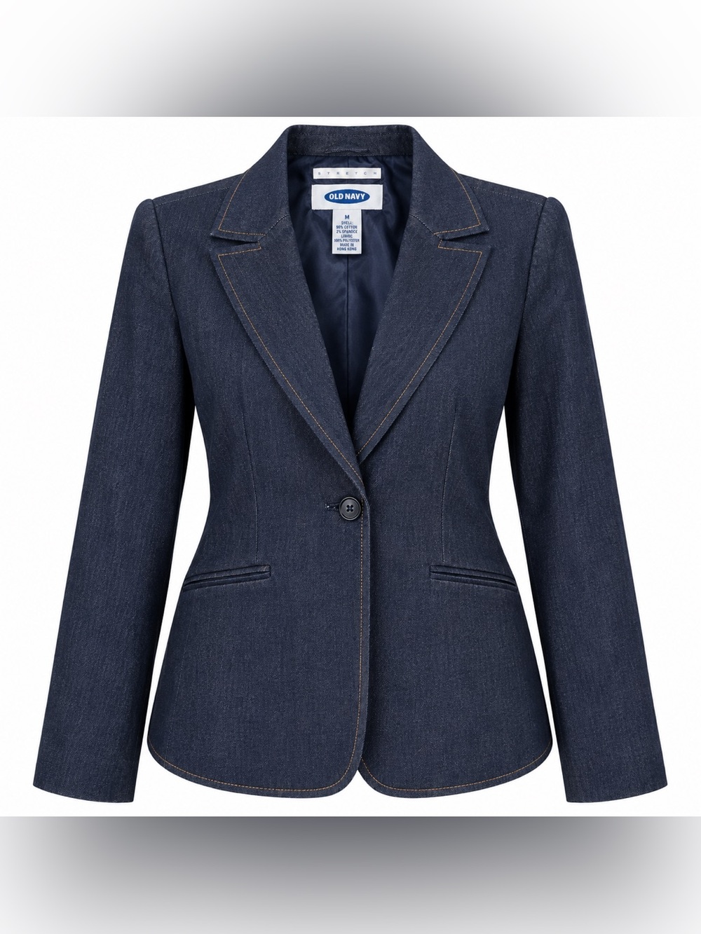 Old Navy Women's Dark Navy Denim Single-Button Blazer